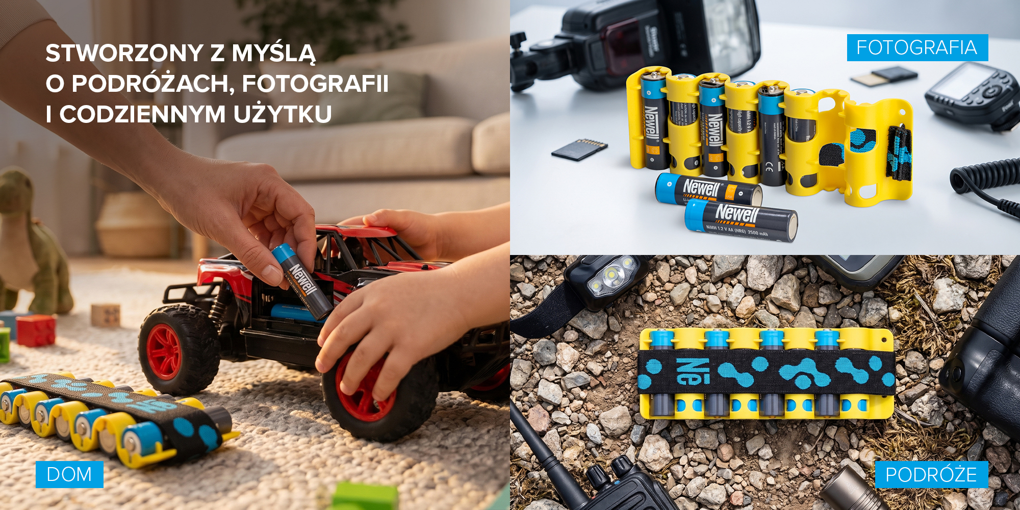Organizer na 8 baterii AA Newell BattHolder - żółty